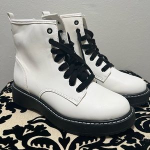 Steve Madden combat boots white